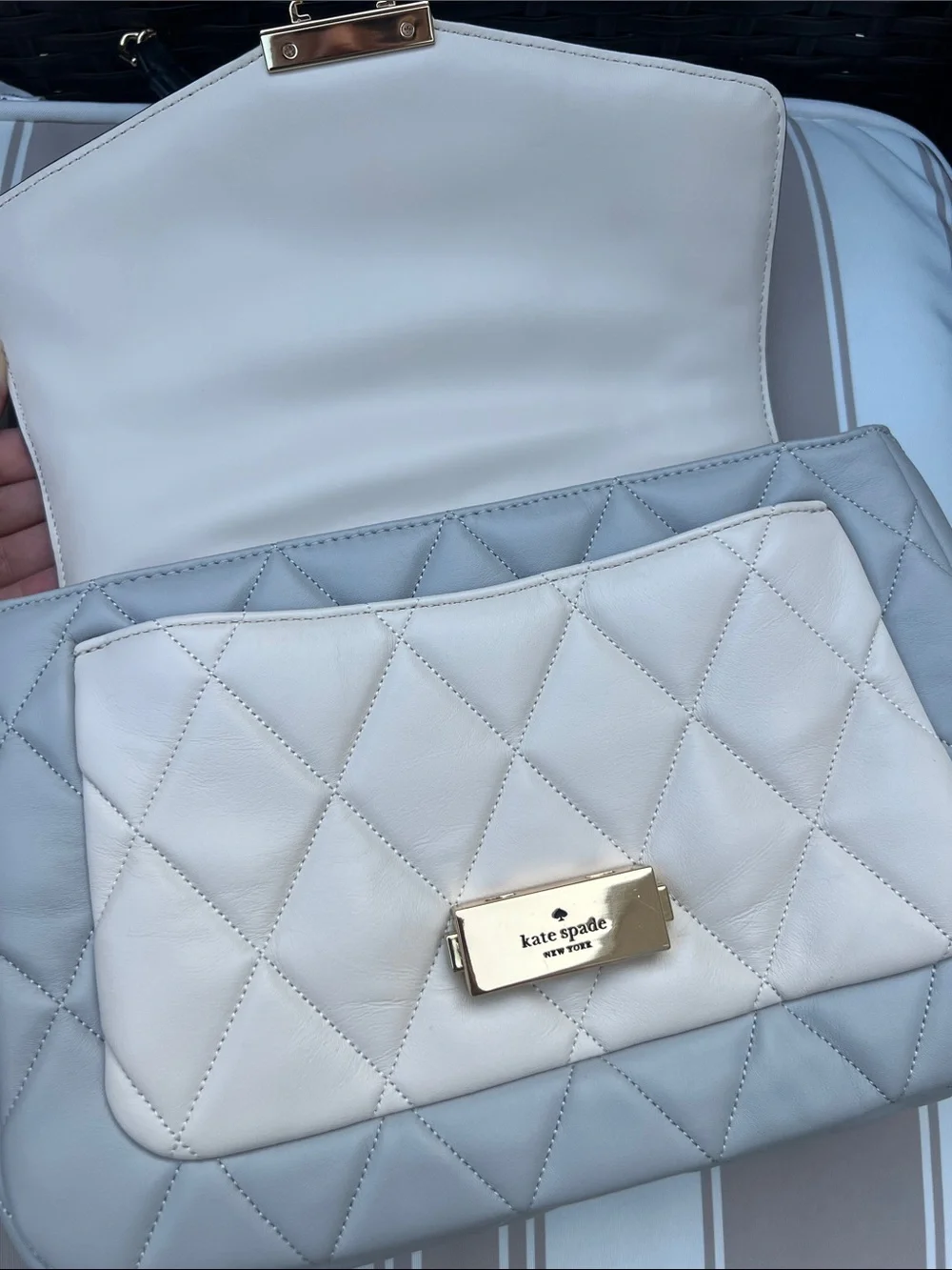 kate spade Two-Tone Quilted Crossbody Bag in Black, Cream, Gray